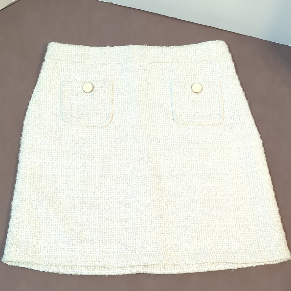Maison d’ Amelie Skirt White Tweed Lined Size 2